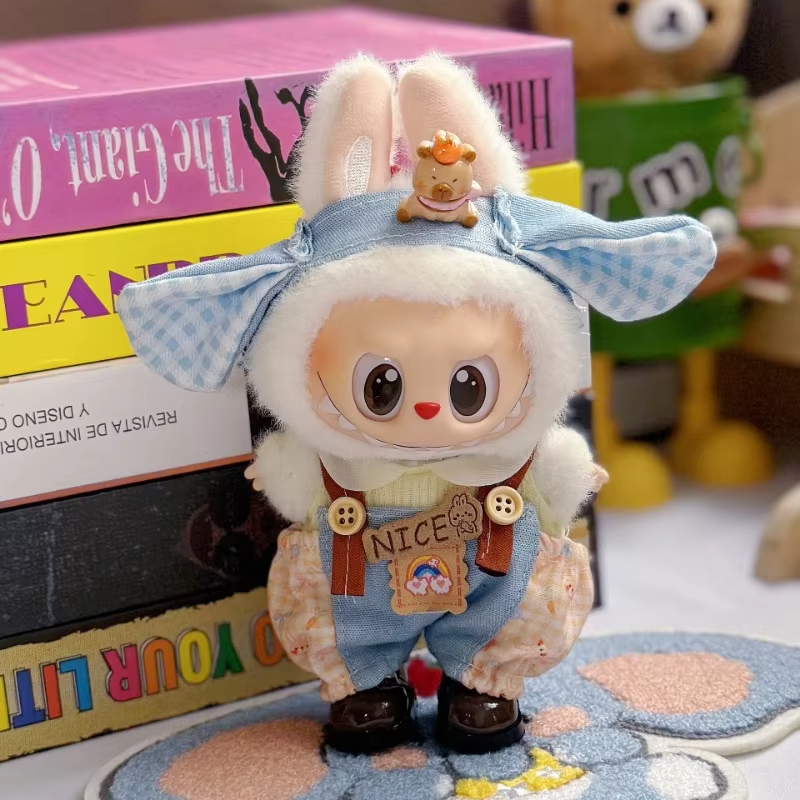 Korean Kpop Exo Labubu Idol V1 V2 Cowboy Hat Strap Sitting Party Pullover Clothes Toys Available in Stock 17cm Mini Doll Clothing.