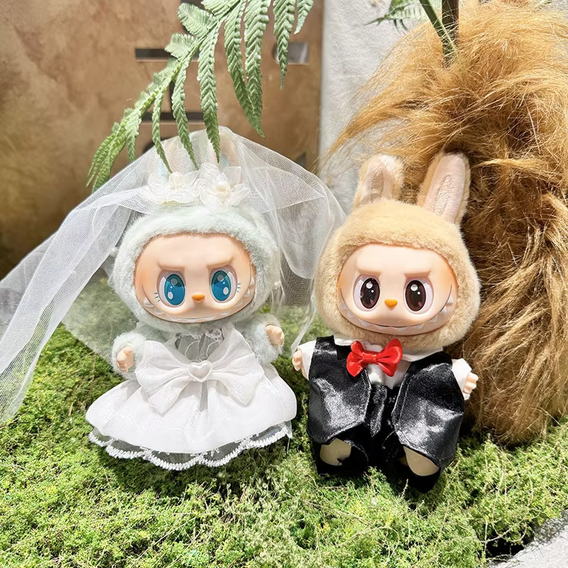 15/17cm Labubu Wedding Sui: Keychain Doll Labubu Clothes Pendant