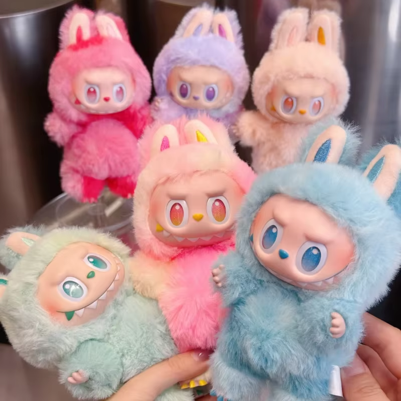 100% authentic Labubu V3 V2 V1 at Pop Mart The Macaron Series Vinyl Plush Pendant Blind Box Gift: Monsters High Energy Ahead