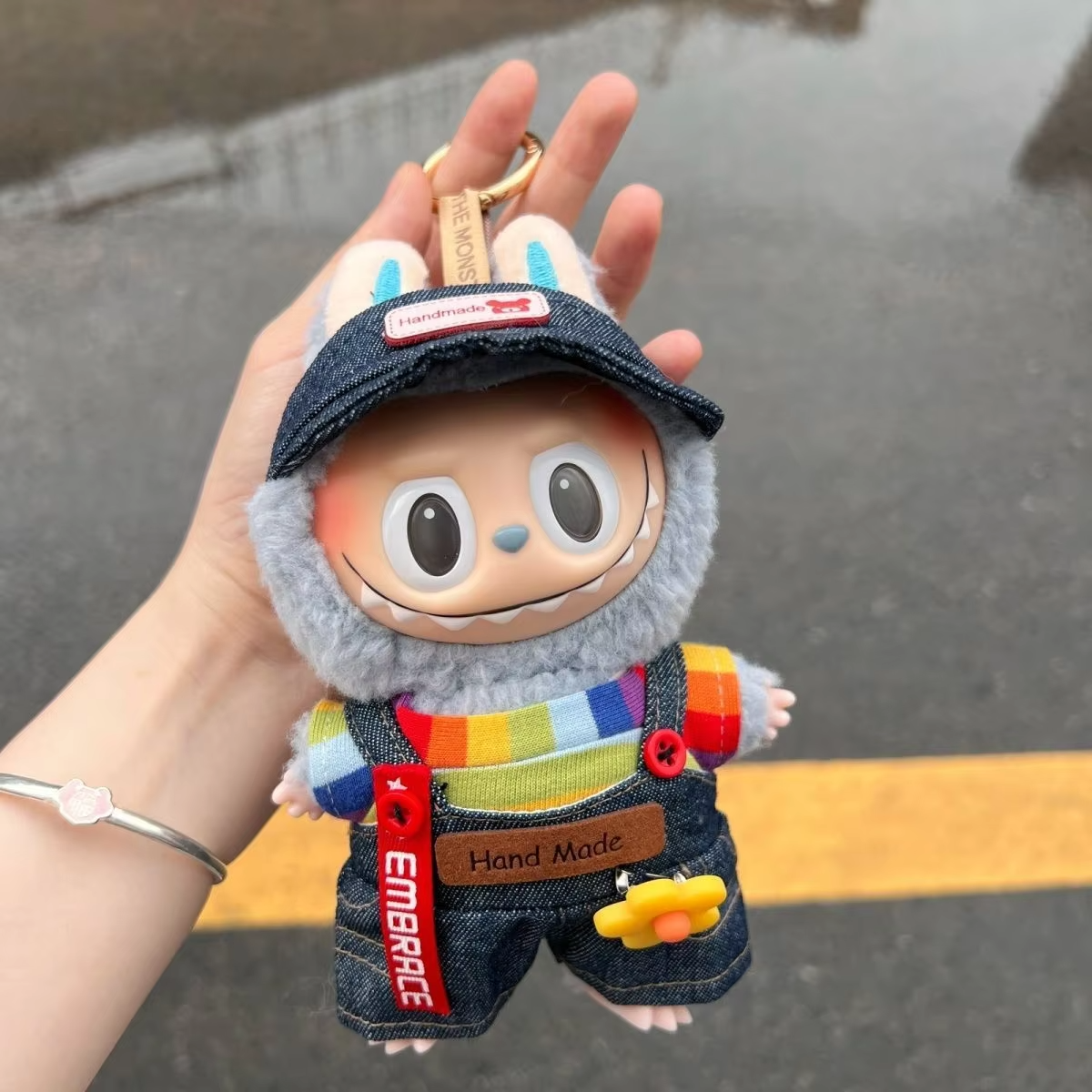 Clothes for 17cm Labubu Idol Dolls Korea Kpop Exo Clothing Hoodie Plush Doll's Clothes Retro Overalls Adorable Bib Pants Accessories - Image 2