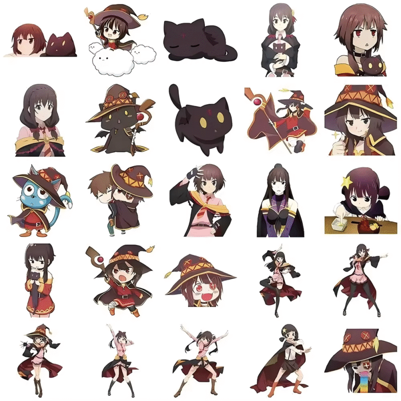 KonoSuba: God's Blessing on This Wonderful World Anime Stickers. 10/30/50 pieces Megumin’s stickers are perfect for phones, laptops, and luggage - Image 3