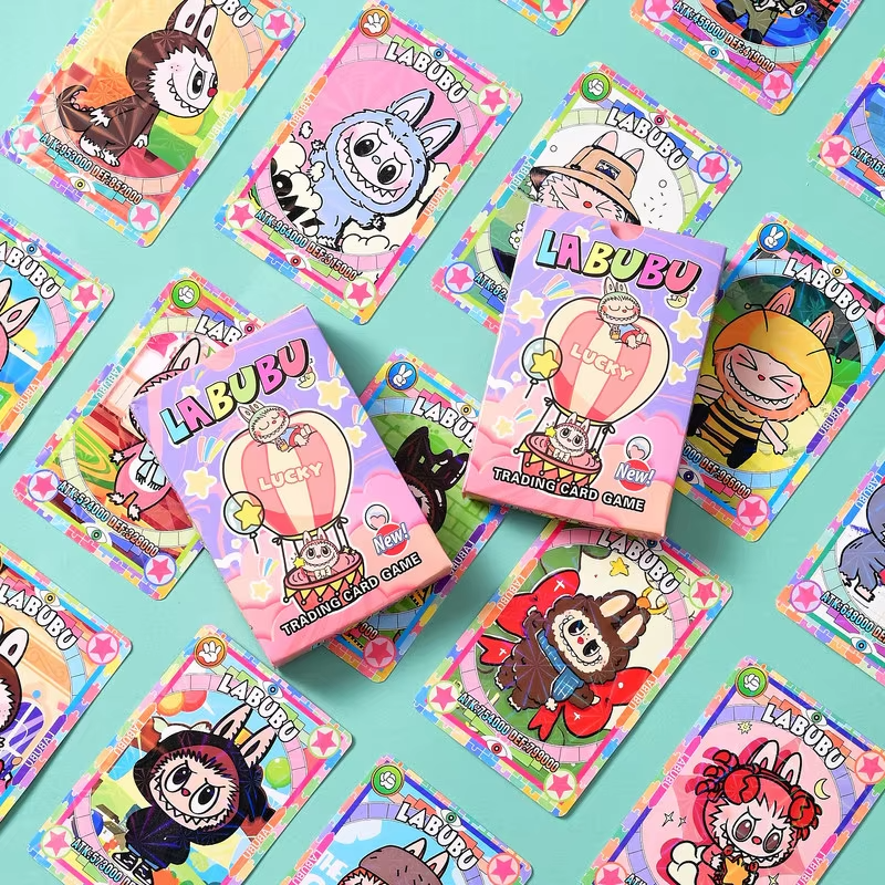 Cute Anime Game Collectibles 2025 Labubu Laser Card Game Cards Rare Cards Blind Box Trendy Play Toy for Kids Birthday Parties