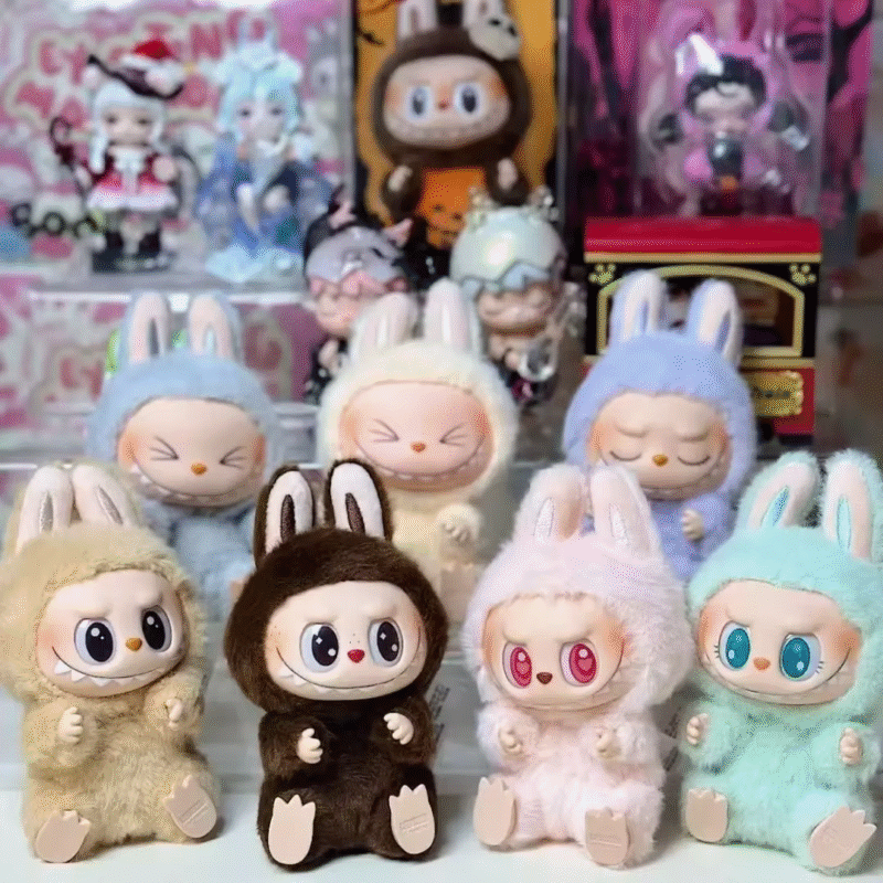 New Labubus Sitting Party Doll Anime Figure Macaron Pendant Monsters Kawaii Keychain Accessories Gifts - Image 4