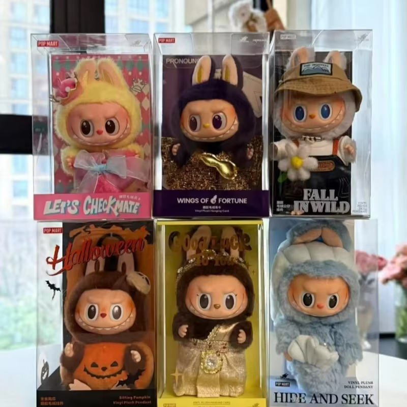 The new genuine 17cm Labubu anime peripherals pendant trend play gift is called monsters let’s check mate series vinyl doll.