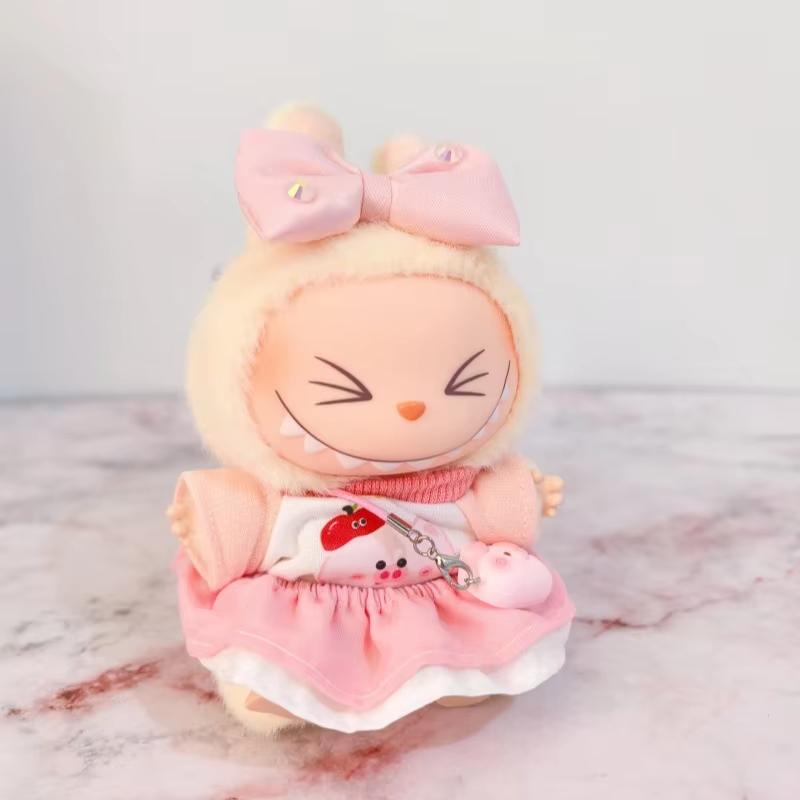 Slide Labubu’s wardrobe onto the V1 and V2 17cm doll and watch her cozy cartoon styling unfold - Image 3