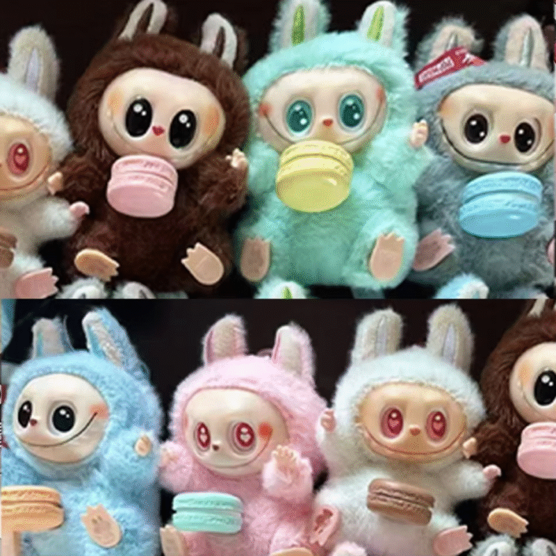 A new figure from the Macaron Biscuit series Labubu keychain action figure is a monster from a blind box. Toys and gifts hidden inside are a pleasant surprise for children; dolls can be retrieved out - Image 2