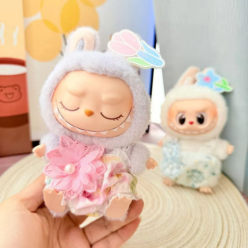 Replacement Labubu Doll Clothes Pink Floral Dream Jumpsuit, 15/17 cm Labubu I II Sitting Party Accessories Idol Dolls