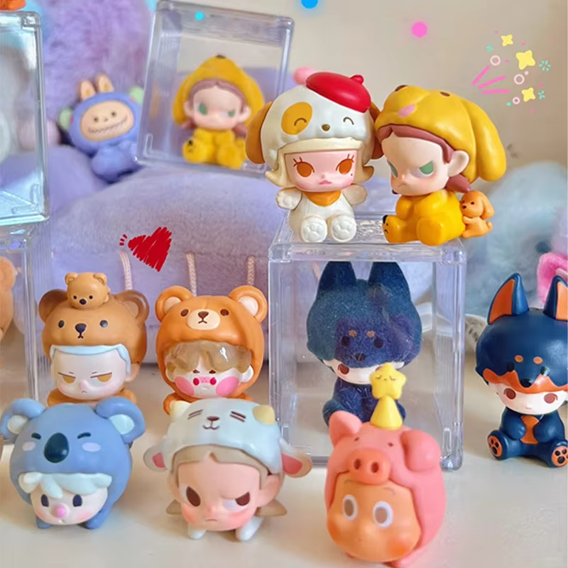 Cute Gift for Kids: Set of Bubble Granules Labubu Dimoo Crybaby Skullpanda in Real Pajama Party Series