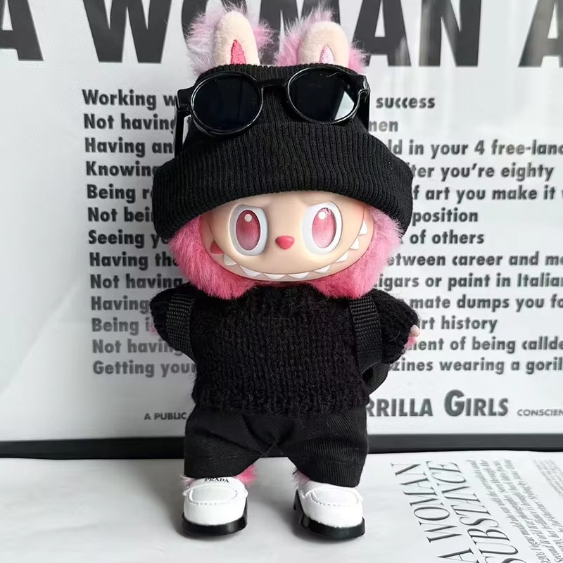 Fashion Adorable Chic Dress and Shoes Labubu V3 Pendant Mochaccino Swim Hat with Cyrbaby Backpack - Image 4