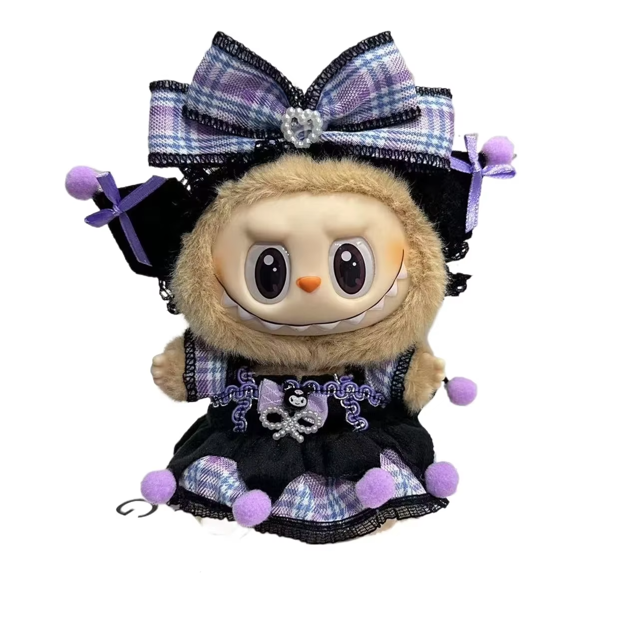17cm Labubu Doll's Clothes Kuromi Dress with Purple Hair Band Monster Outfit Unique Accessories for Girls and a Cool DIY Kids Present - Image 2
