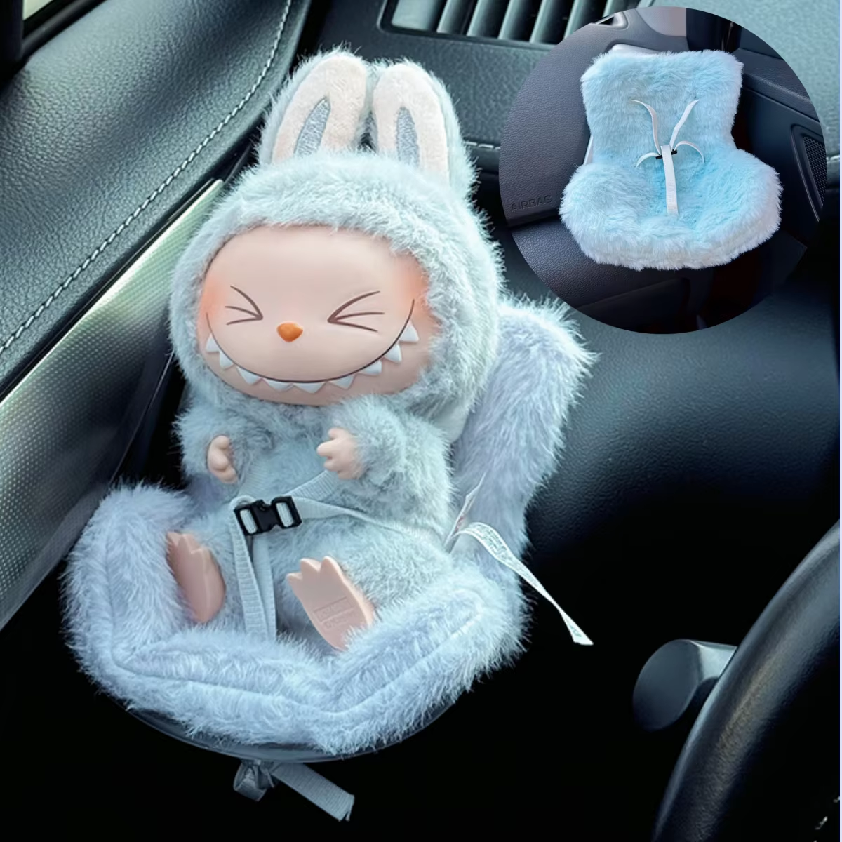 Car Safety Seat Interior Design for Vehicles, Labubu Mini Plush Idol Doll Air Outlet Aromatherapy Car Ornament Gifts, 15 – 17cm - Image 4