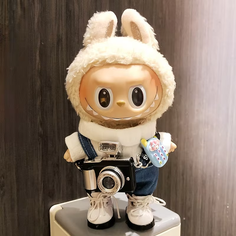 Fashionable Mini Labubu Clothes for Korea Kpop Exo: 17cm doll hoodie, camera, idol fans, doll, jumpsuit and accessories - Image 3