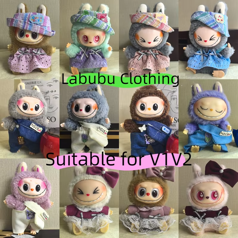 Accessories for 15-17 cm Ropa Labubu and matching 10 cm cotton doll bow-skirt coordinates - Image 4