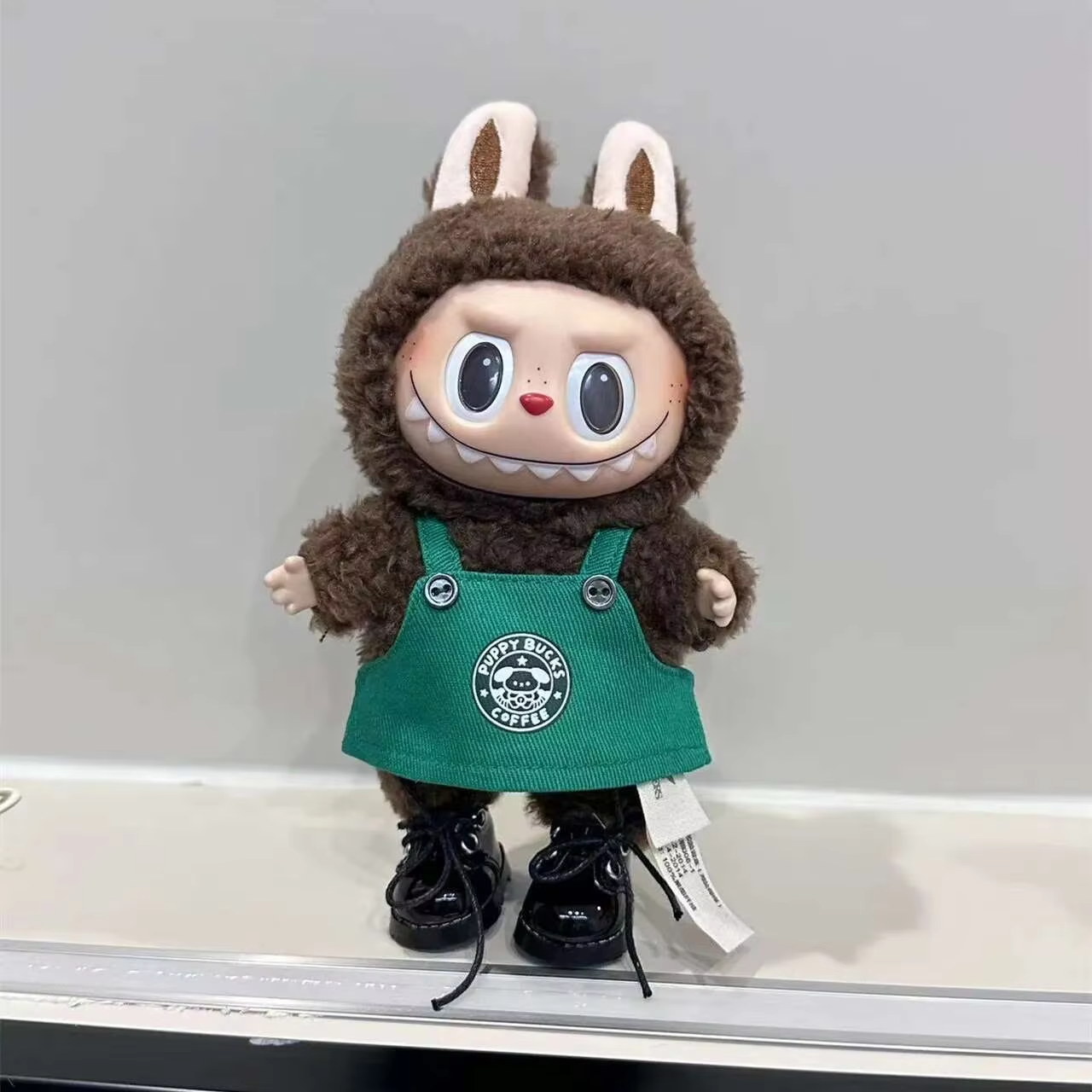 Labubu, 17 cm Accessories for the Monsters' Clothes Doll's Outfit Cartoon of Green Coffee Dress Shoes - Image 2