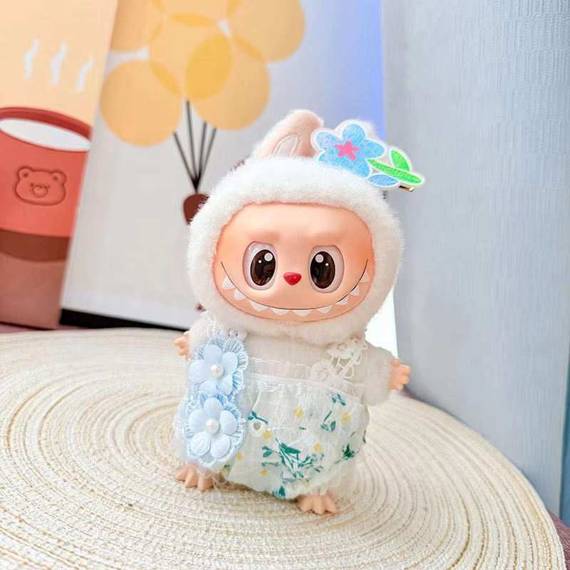 Replacement Labubu Doll Clothes Pink Floral Dream Jumpsuit, 15/17 cm Labubu I II Sitting Party Accessories Idol Dolls - Image 3