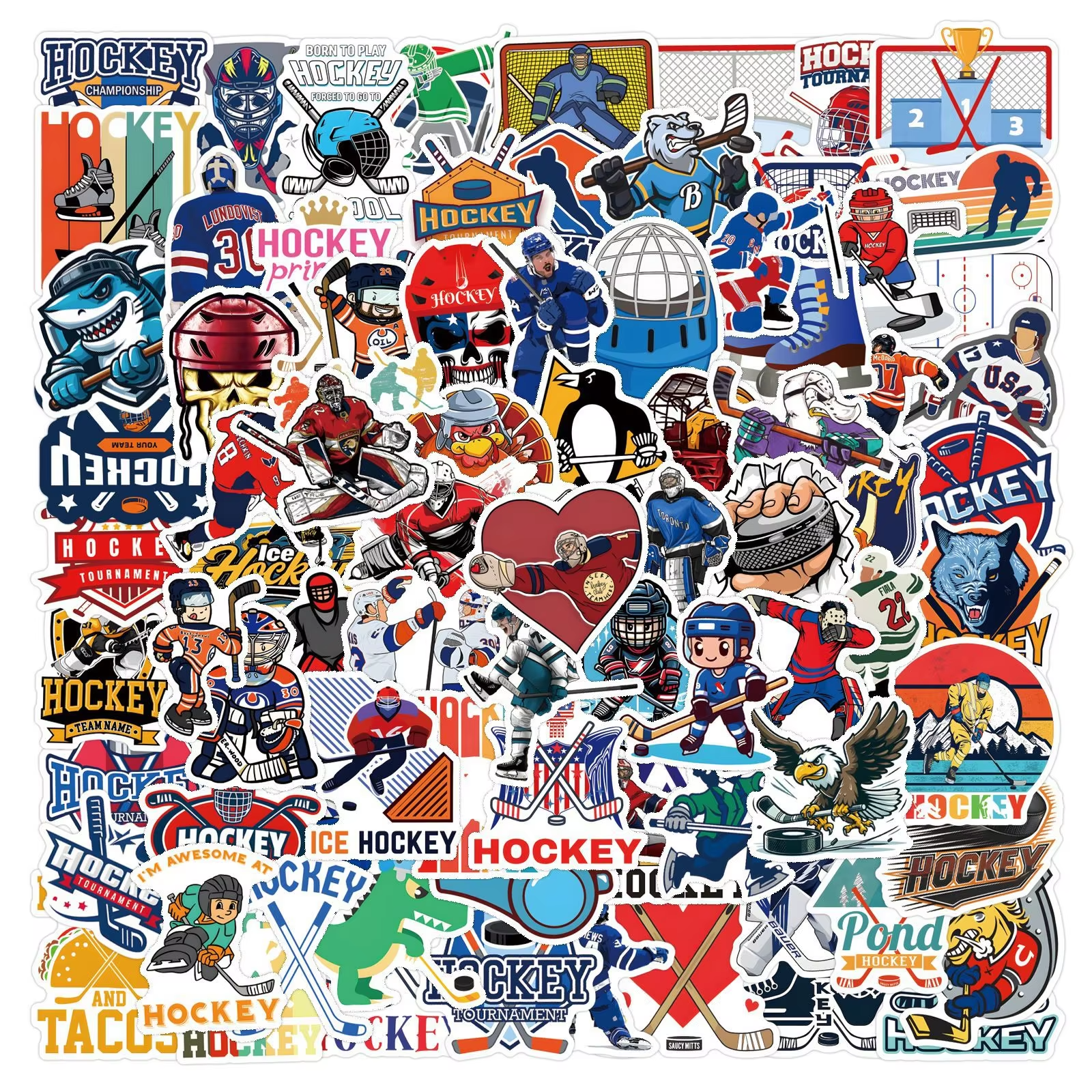 Description Product Title/Name: Funny Ice Hockey Decals of Hockey Ball Stikekr Sports Graffiti Toy for Luggage, Laptop, Guitar, Phone, and Cup 10/55/110PCS - Image 2