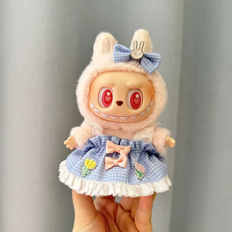 The doll accessories have been made according to the dimensions to fit the Labubu Dolls in the 15-17 cm range. Chic sitting party outfits. Soft doll accessories. 15-17 cm Labubu Dolls - Image 2