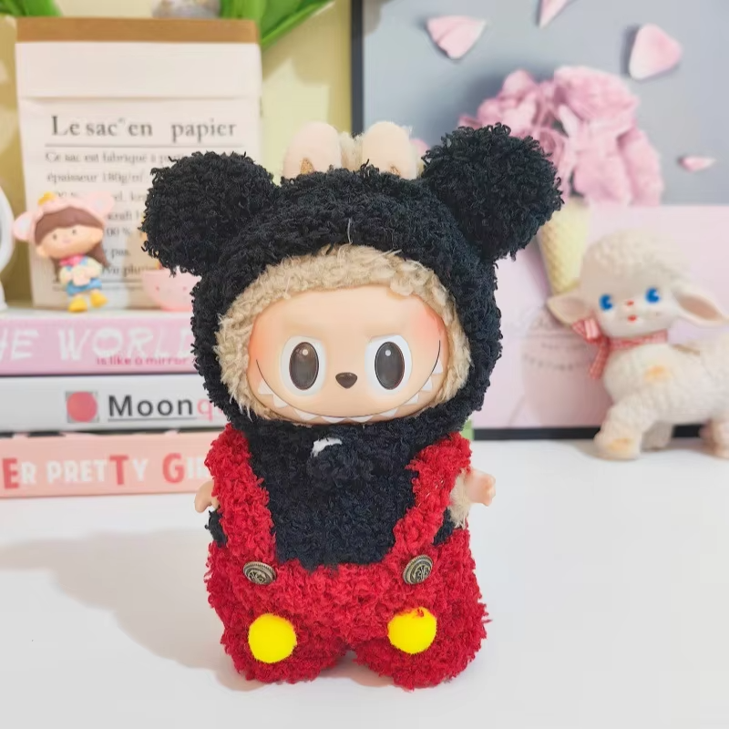 Add sparkle to that smile with the dashing 17 cm Red and Black Mouse ensemble—specially stitched for Labubu plush play pals - Image 3