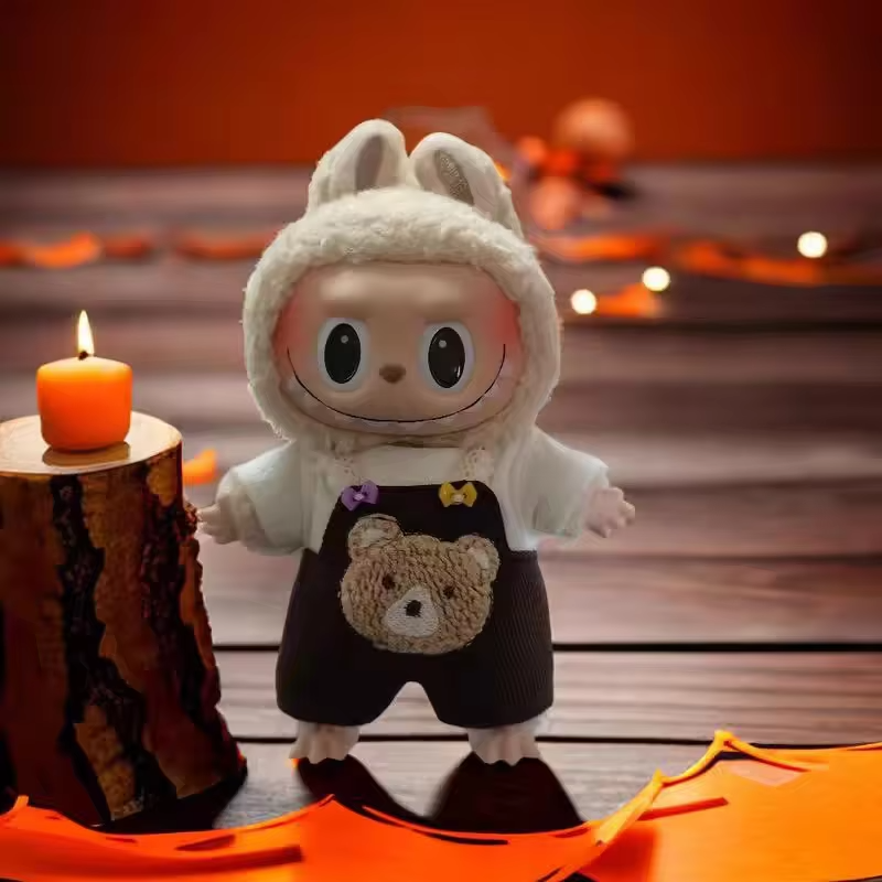 15cm Cotton Doll Dress Adorable Set, 17cm Labubu Clothes, Macaron Vinyl Blind Box, Pink Replacement