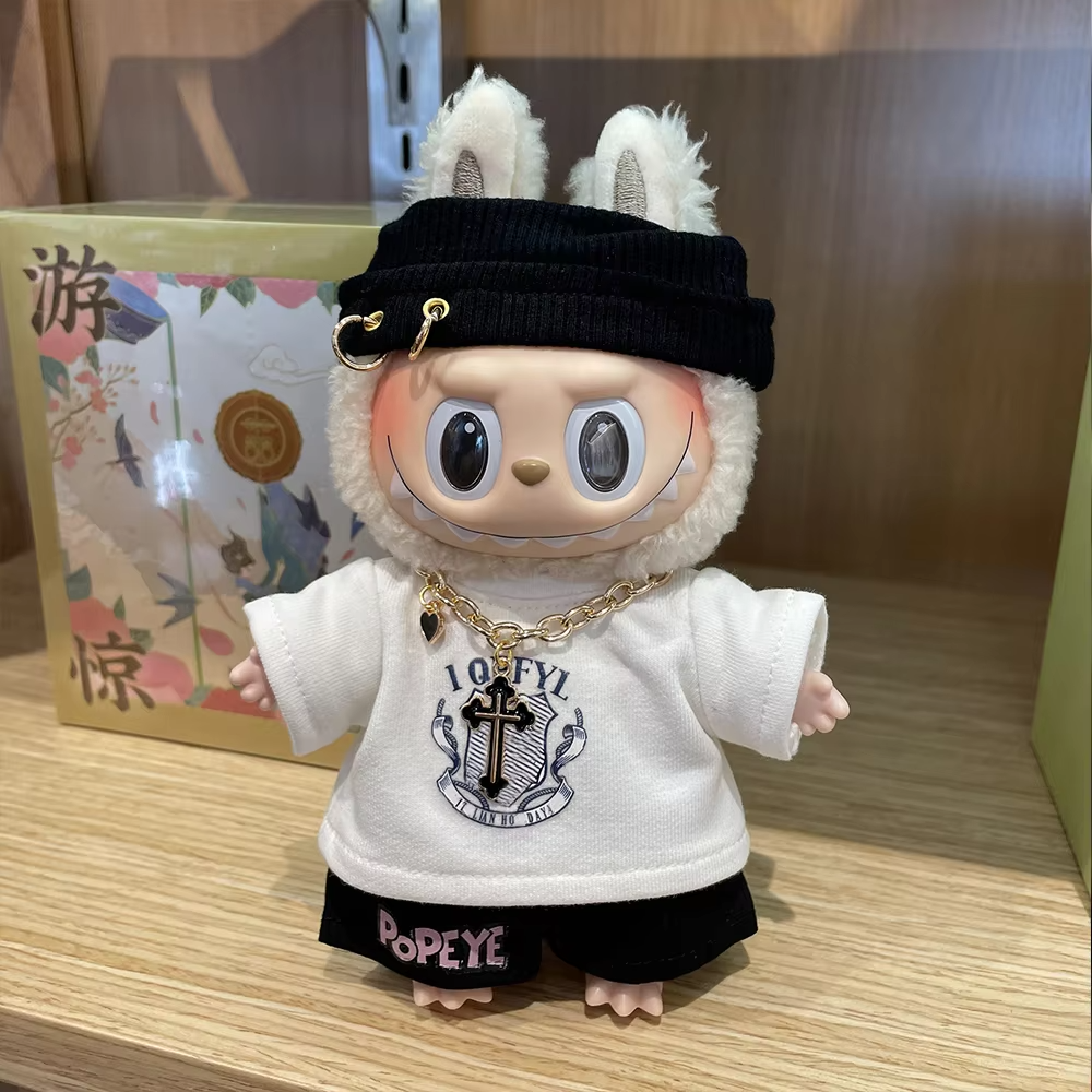 This 17cm Labubu doll comes with a full set, this includes a luxurious custom white sweater doll Labubu sweater and fine Labubu accessories - Image 3