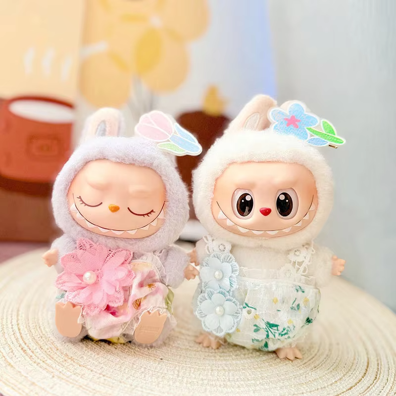 Replacement Labubu Doll Clothes Pink Floral Dream Jumpsuit, 15/17 cm Labubu I II Sitting Party Accessories Idol Dolls - Image 2