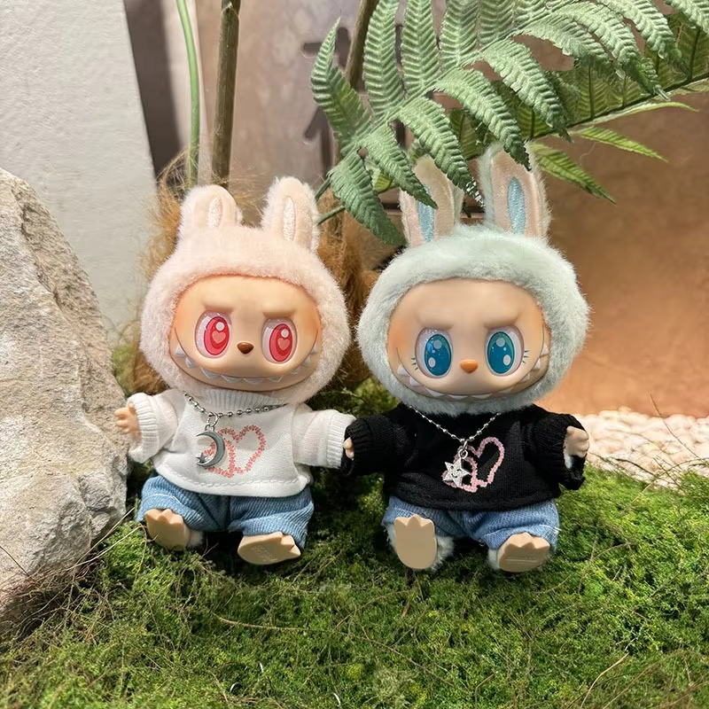 This 17cm Labubu doll comes with a full set, this includes a luxurious custom white sweater doll Labubu sweater and fine Labubu accessories - Image 2