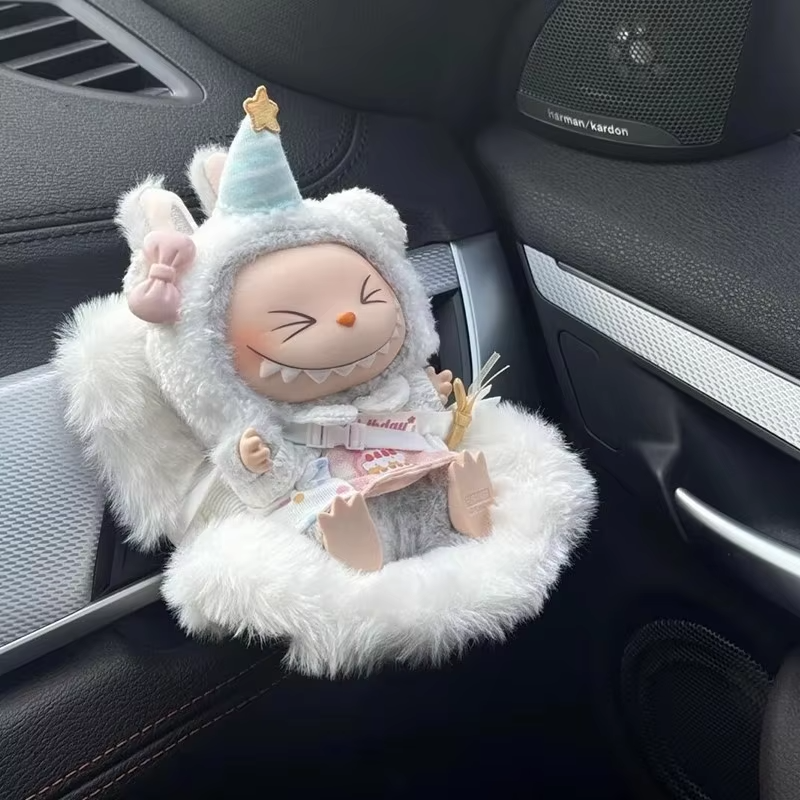 Car Safety Seat Interior Design for Vehicles, Labubu Mini Plush Idol Doll Air Outlet Aromatherapy Car Ornament Gifts, 15 – 17cm - Image 3
