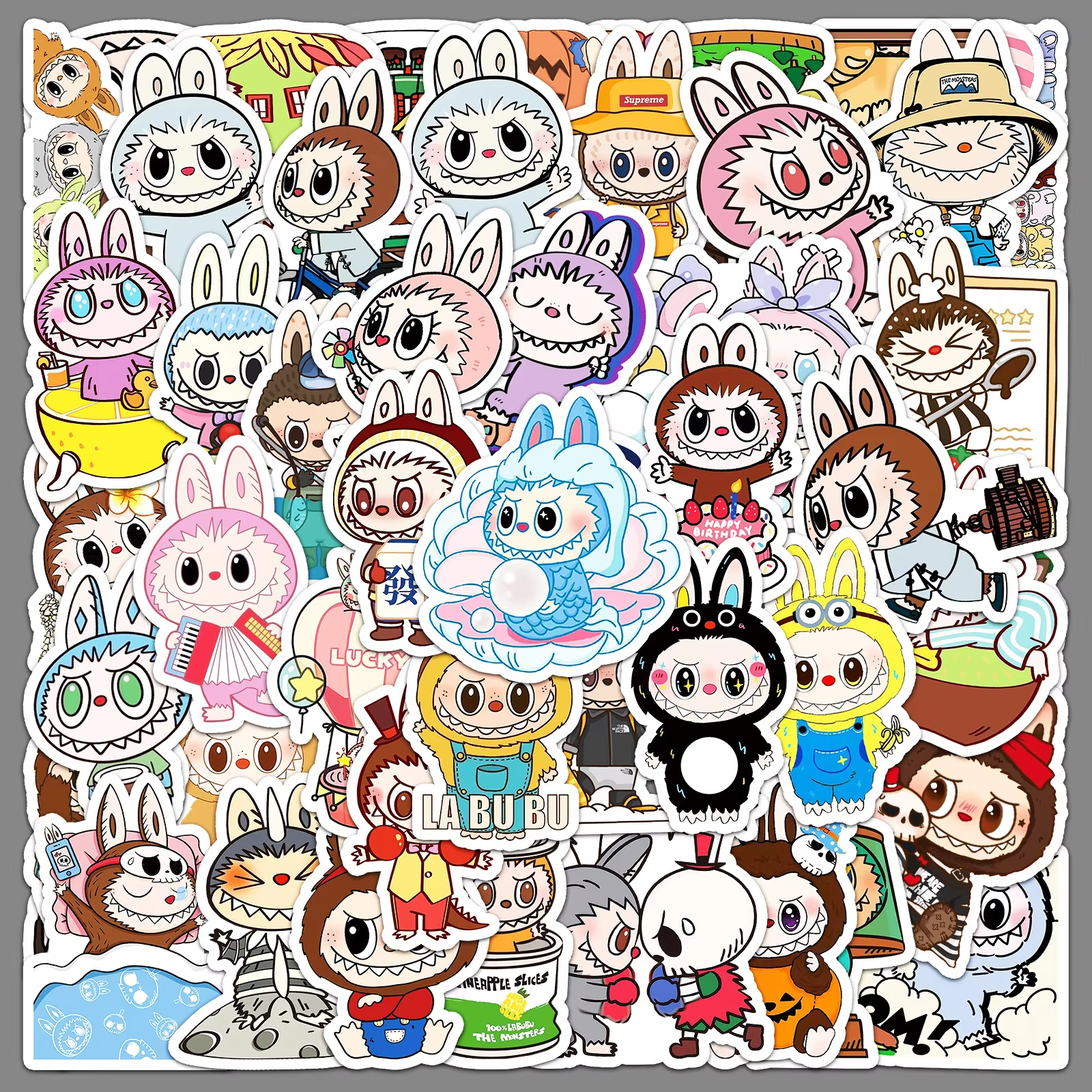Adorable multifunctional stickers waterproof for the computer or refrigerator. 50 pieces of labubu stickers per bag - Image 2