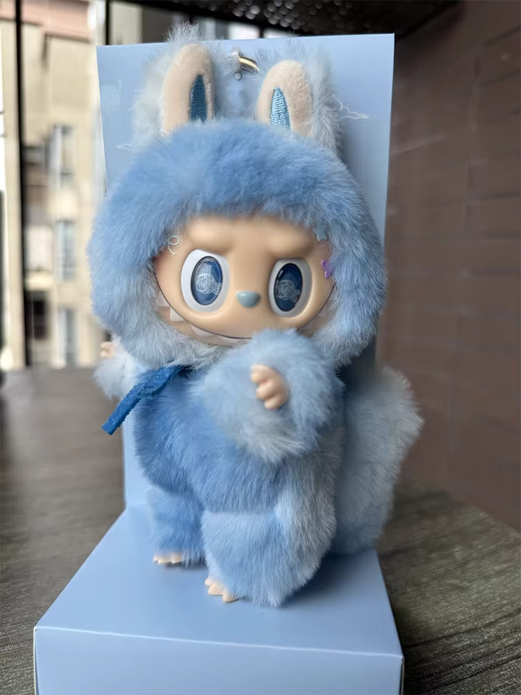 Superior17cm Blue Zimomo Blind Box Angel Labubu Adorable Vinyl Plush Doll Keychain Bag Artwork Girl Present - Image 2