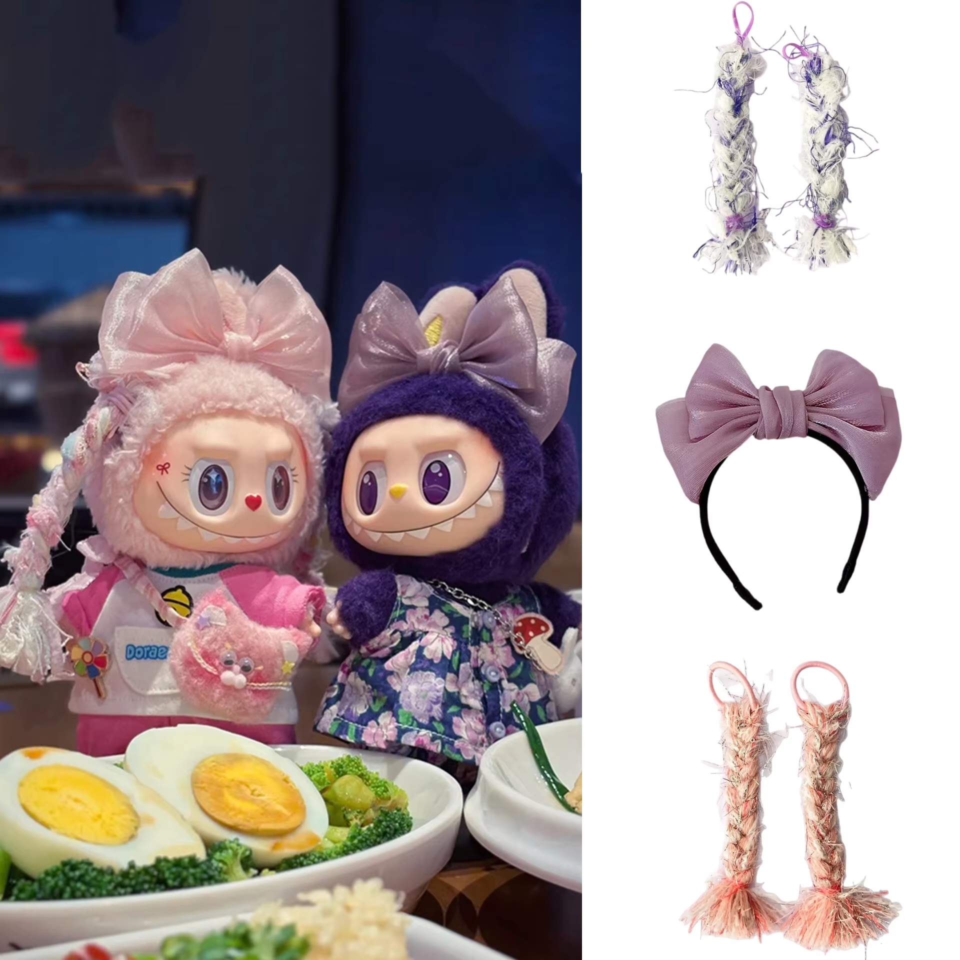 Beautiful Labubu V3 Braided Headband: The Monsters Big Into Energy Series 17cm Labubu’s Custom Bow Headband - Image 2