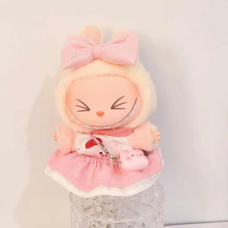 Slide Labubu’s wardrobe onto the V1 and V2 17cm doll and watch her cozy cartoon styling unfold - Image 2