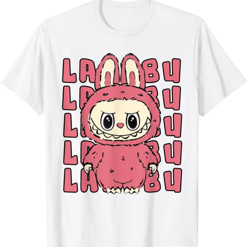 Complementing that heartfelt mischief, the Men’s and Women's Funny Labubu Lover Crochet T-Shirt practically hands you the title of Living Pie-slice of Personality