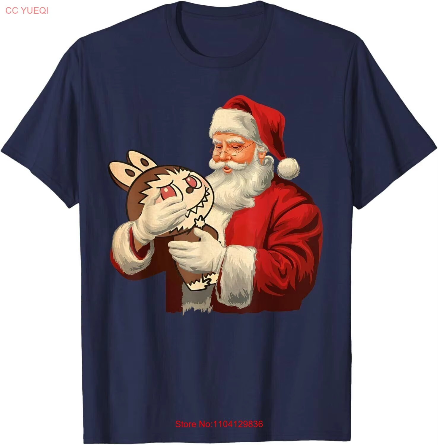 Funny LabubuLover Christmas Tee featuring LabubuX-Shirt Santa Crochet Design & Labubu